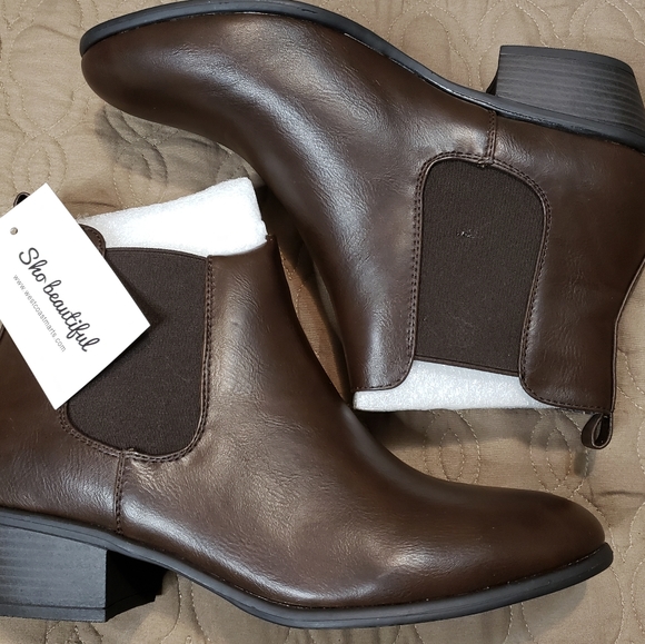 Sho Beautiful Brown Heeled Ankle Boots Women's Sz 8.5 - Picture 4 of 6